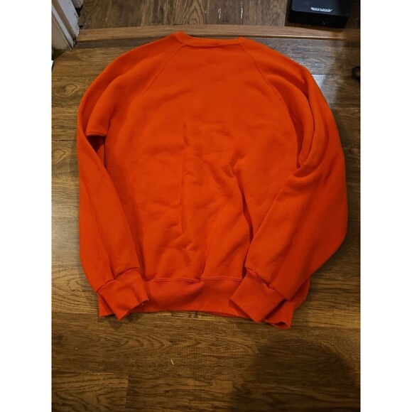 VTG 80s Jerzees Cat Halloween Orange Sweatshirt Adult XL Sweater Glitter Ghost - Picture 8 of 8